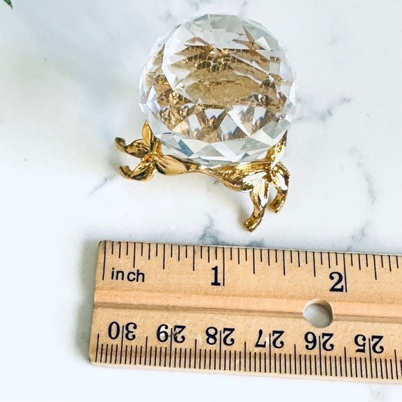 Faux Crystal Sphere Faceted Ball Gold Butterfly Stand Boho Magical Home Decor - Picture 8 of 11